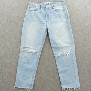 Re/Done Jeans Womens 32 Blue 70s Stove Pipe High Rise Light Wash Relaxed Leg
